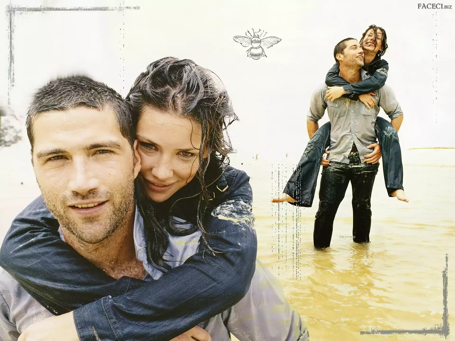 Filmy Lost, Evangeline Lilly, mokrzy, Matthew Fox